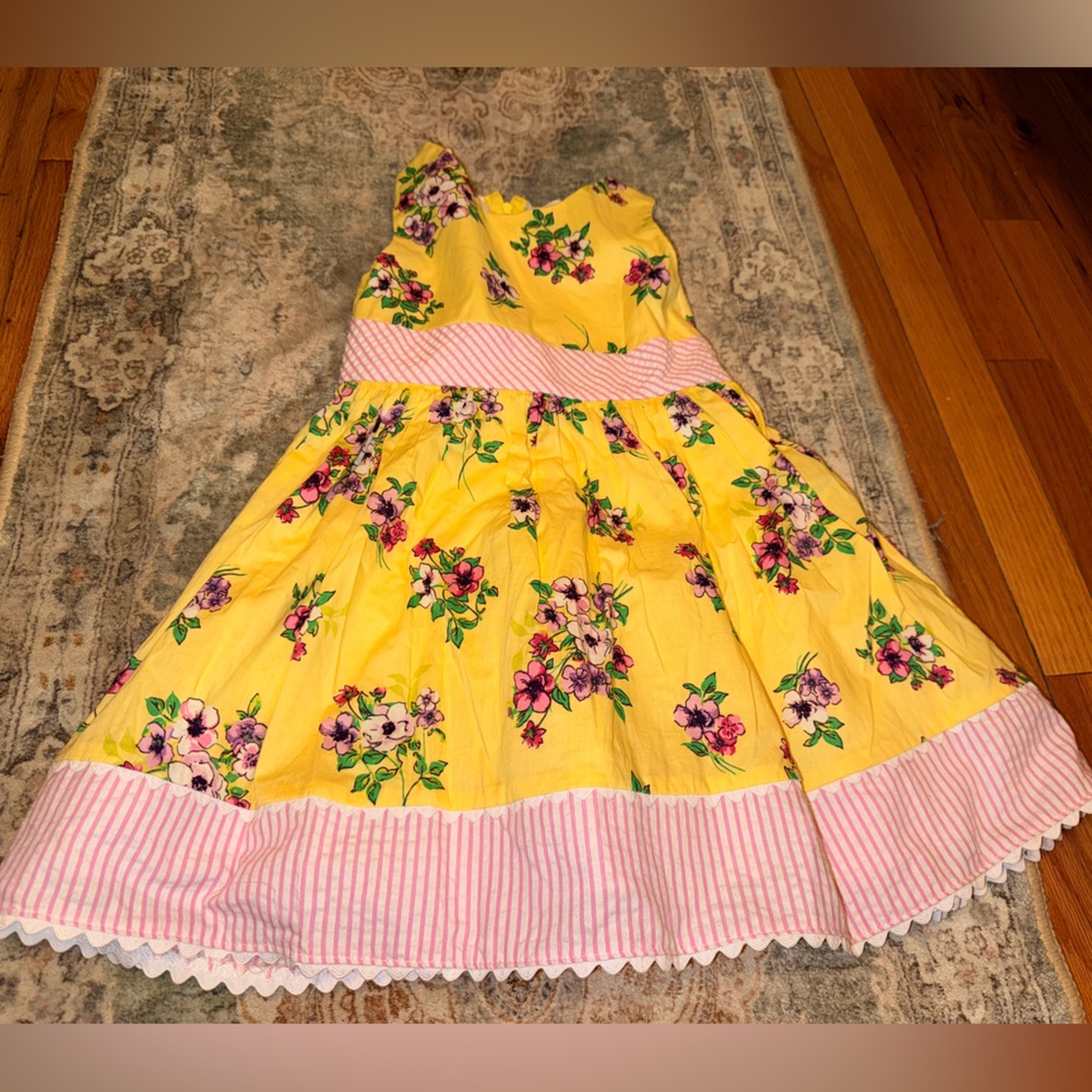 Rare Editions Yellow Dress with Floral Design